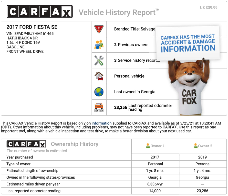 Carfax Report 1 Image